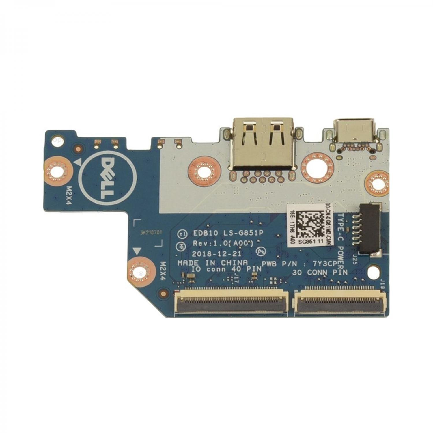 Dell Chromebook 3100 OEM Right-Side IO Daughter Circuit Board with USB Port P/N G61M2, 7Y3CP